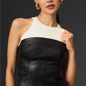 Pilcro layered Women's Black and White Sleeveless Corset Tank
